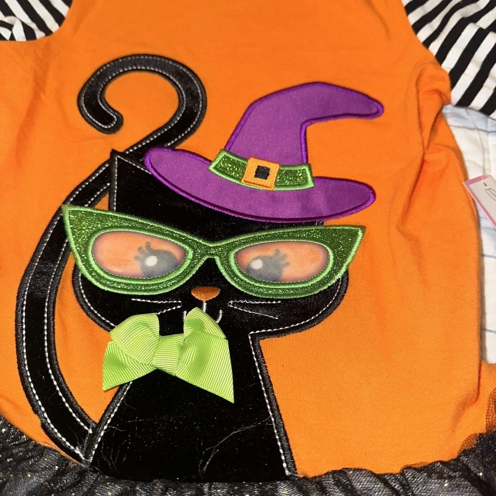 Emily Rose Girls Halloween Witch‎ Tutu Dress Costume Orange Black Size 6 NWT